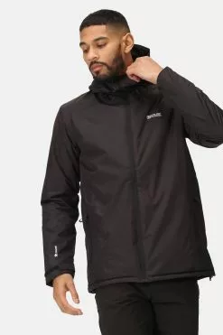 Regatta Thornridge II Black Waterproof Grown On Hooded Jacket