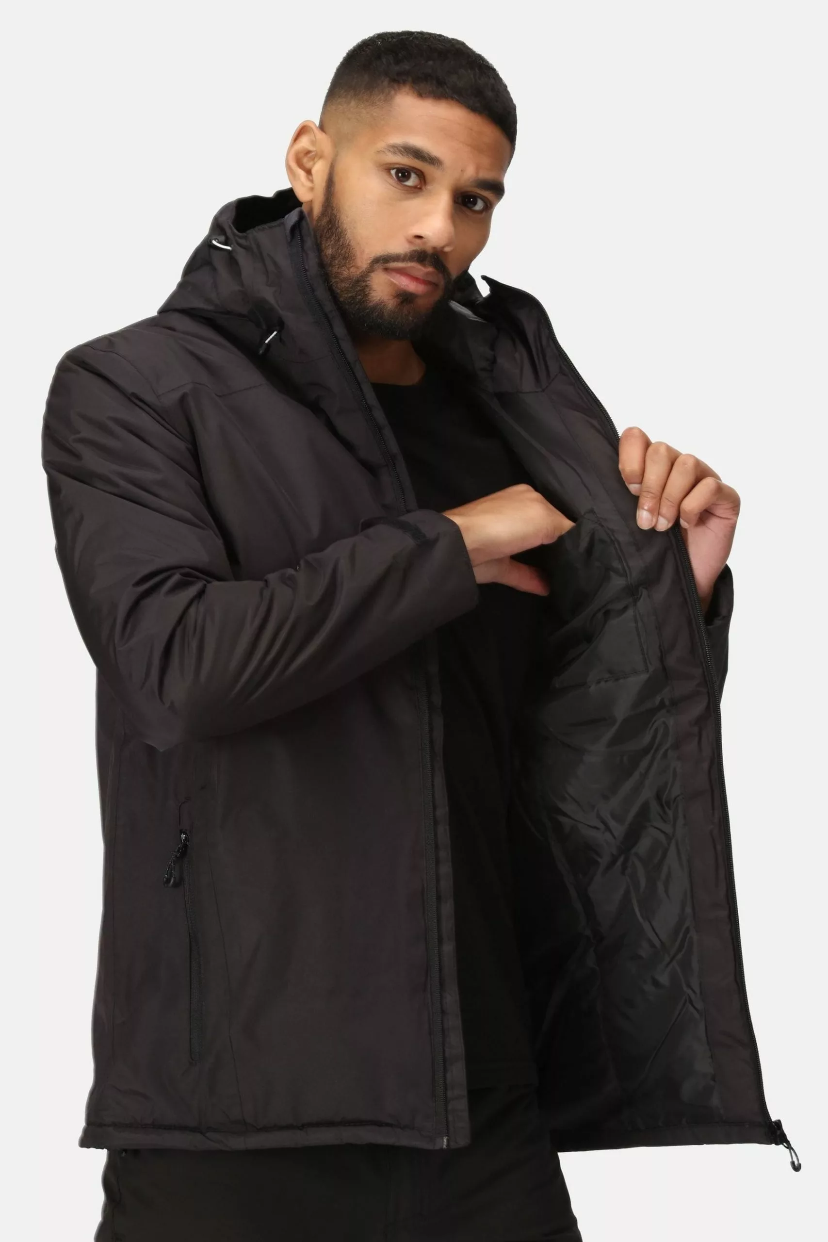 Regatta Thornridge II Black Waterproof Grown On Hooded Jacket 6 Regatta Thornridge II Black Waterproof Grown On Hooded Jacket - Image 4