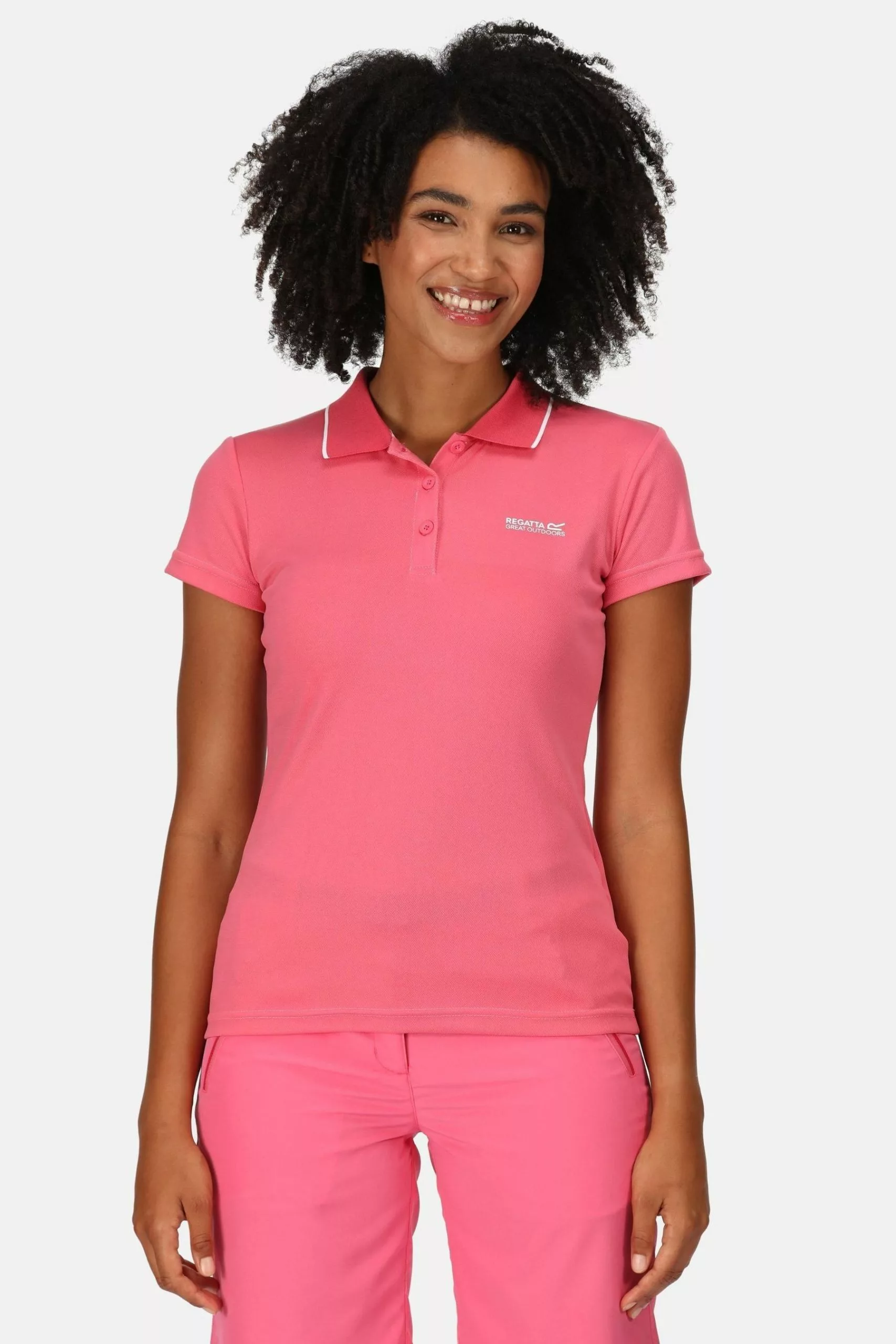 Regatta Womens Pink Maverick V Polo T-Shirt 5 Regatta Womens Pink Maverick V Polo T-Shirt - Image 3